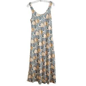 Anthropologie Drew Women's Floral Sleeveless Maxi Dress Blue Cream Tan Small